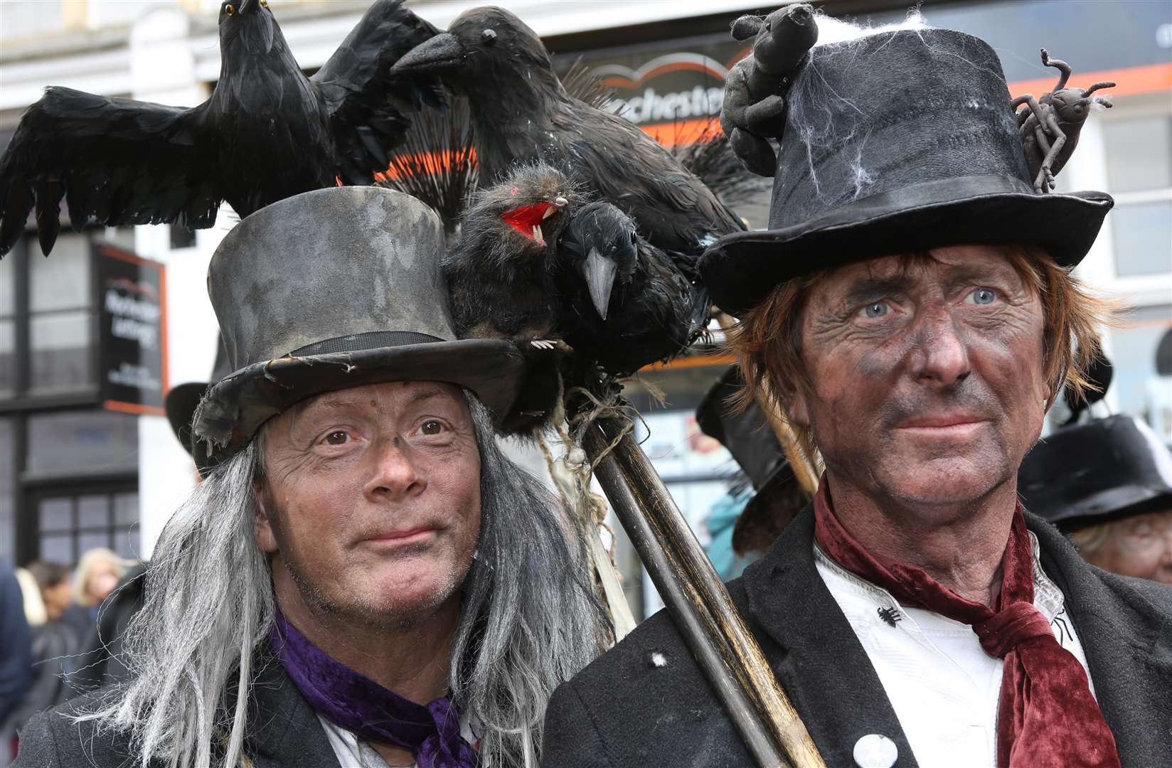 From left, Kevin Hand and Colin Meheux two characters from the Rochester and Chatham Dickens Fellowship at last year’s festival. Picture: John Westhrop