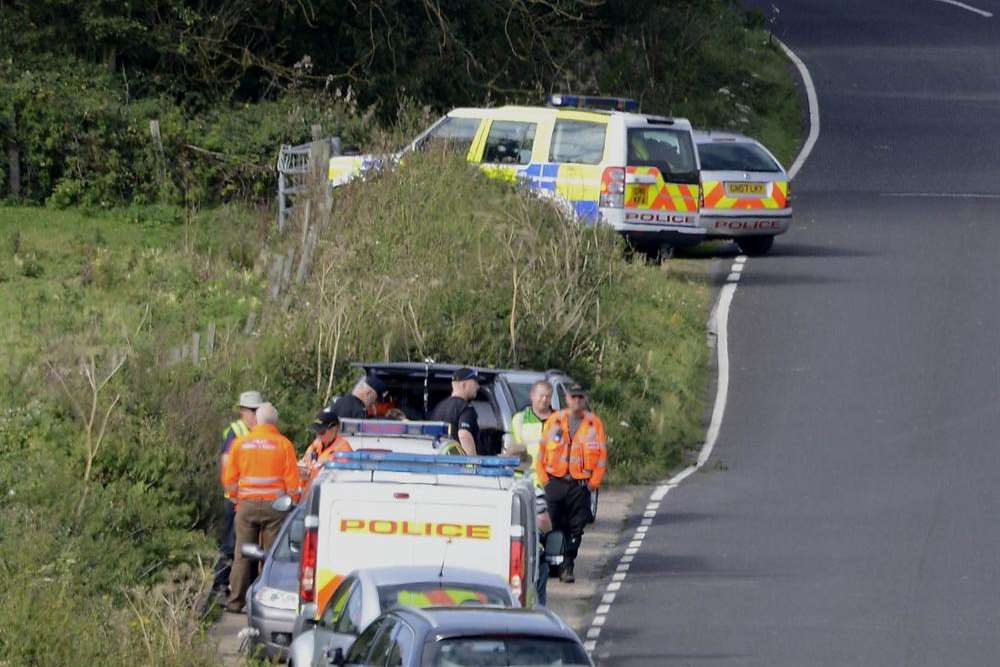 Officers have been scouring the fields this afternoon