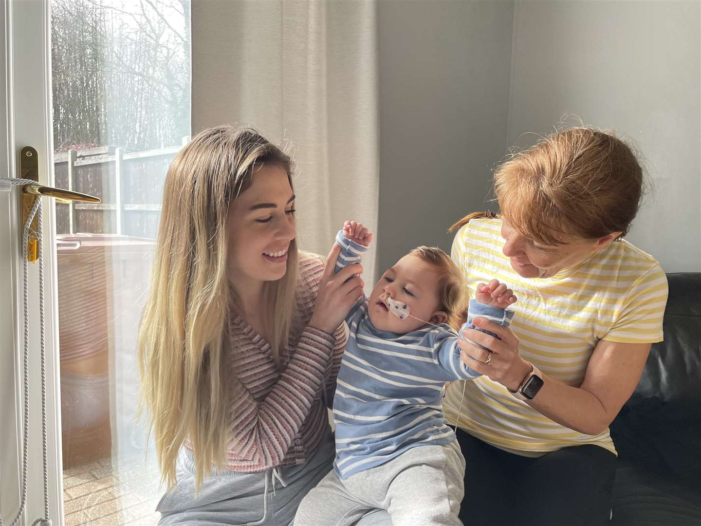 Leo with mum Lucinda (left) and grandmother Miriam (right). Picture: Lucinda Andrews