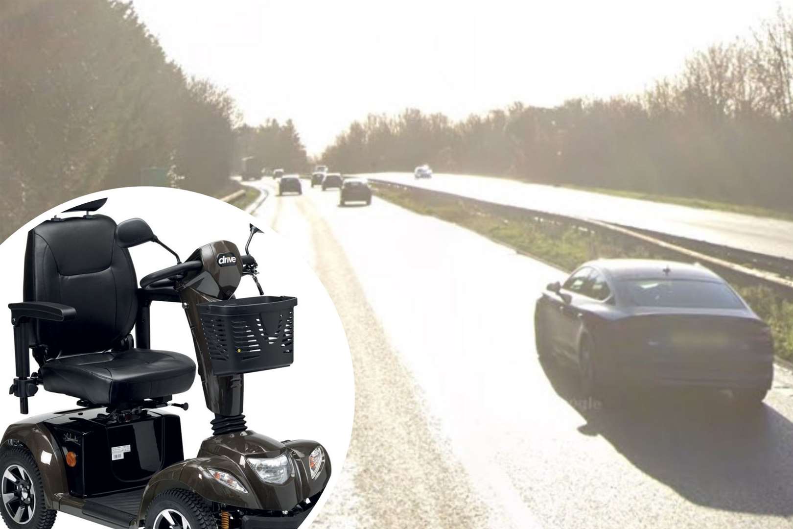 The mobility scooter was pulled over by police on the A2 coastbound, near the Barham exit. Pictures: Library image / Google Street View