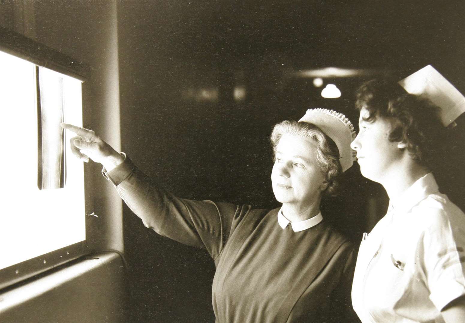 A sister and student nurse at Pembury Hospital in 1955