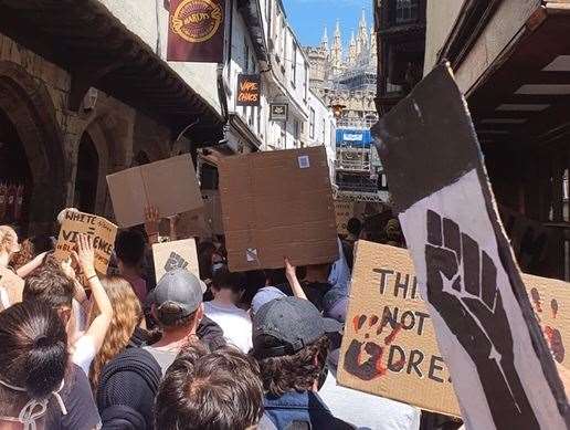 Black Lives Matter protestors in Canterbury Picture: Toby Killeen