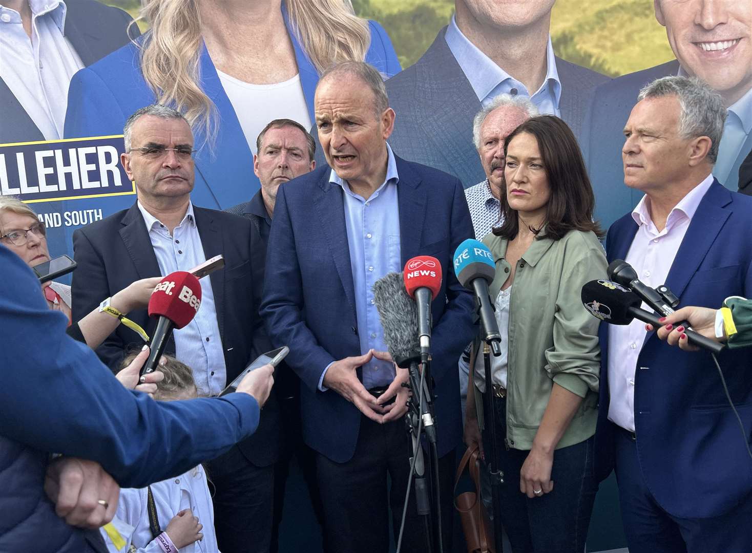 Tanaiste Micheal Martin speaking to the media at the National Ploughing Championships in Ratheniska, Co Laois (Cillian Sherlock/PA).