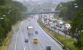 The A2 was brought to a standstill after the crash. Picture: Highways England (11725023)