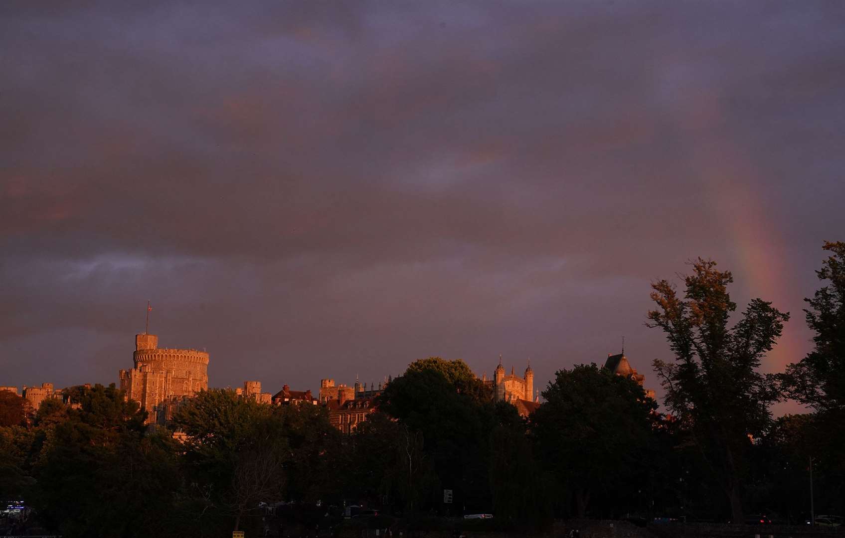 A rainbow is seen over Windsor Castle in Berkshire (Owen Humphreys/PA Images)