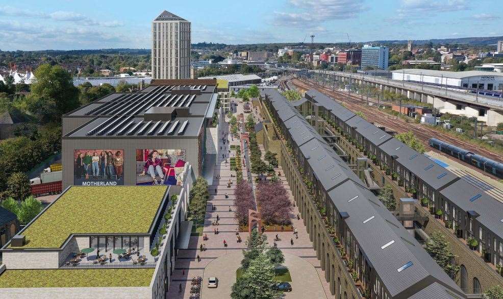 How the redevelopment of the Newtown railway works is set to look, but there is now a question mark hanging over the film studios. Picture: Hollaway