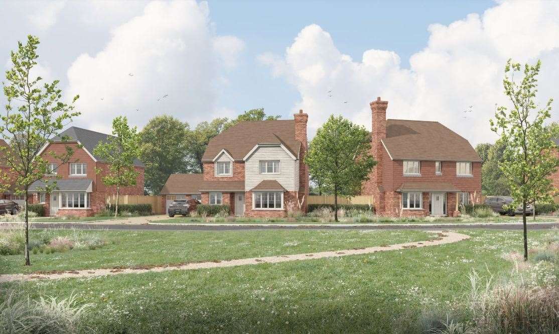 A CGI illustrating how the completed housing at Ivy Farm might look