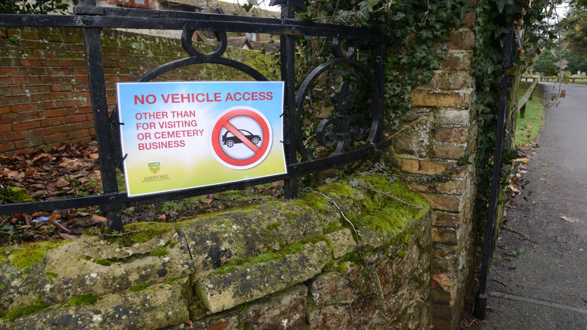 Signs have been put up by the entrance in a bid to stop people parking in the cemetery