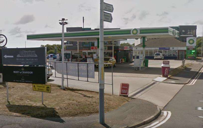 The BP Garage in Hythe was targeted by masked men