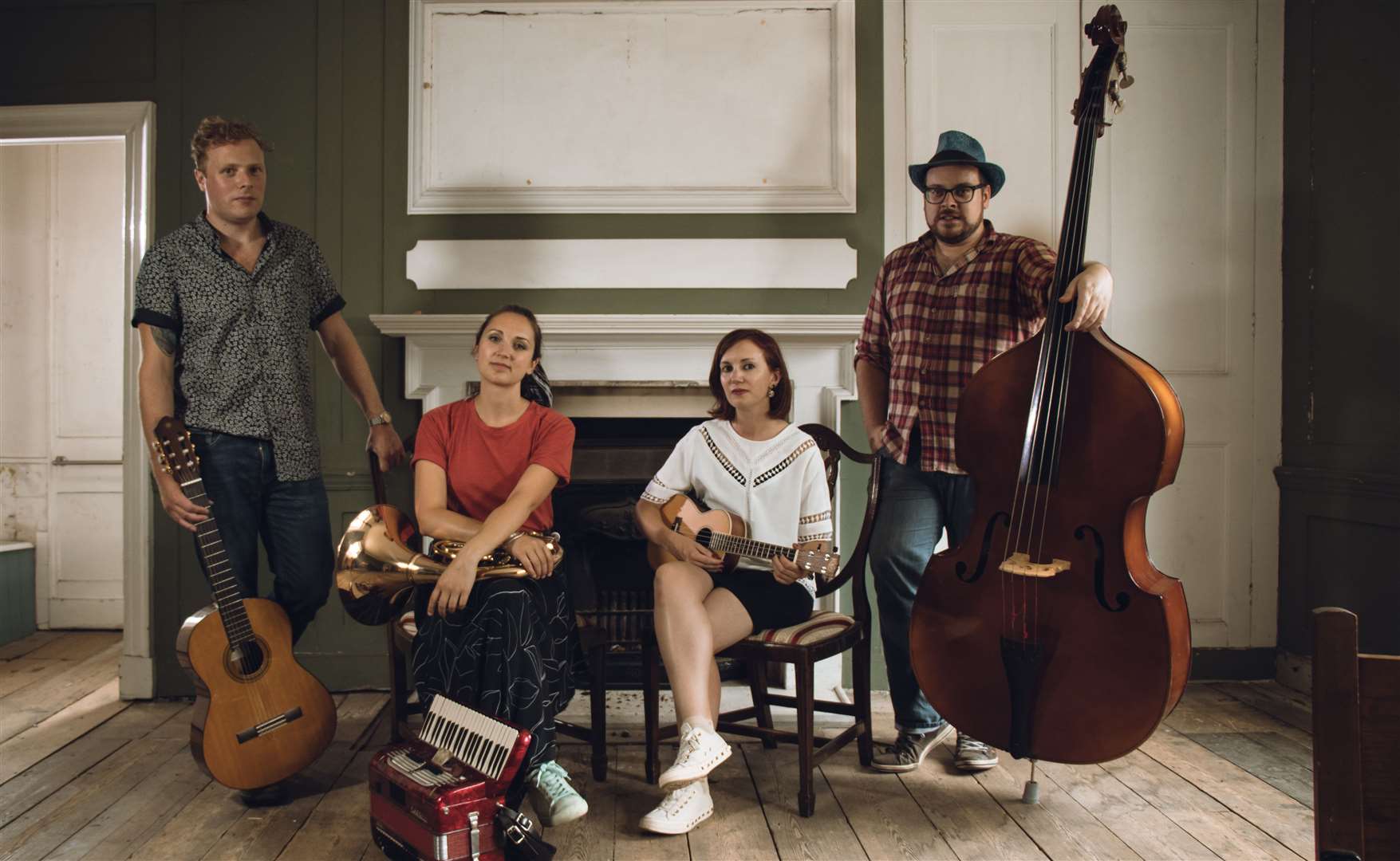 Medway folk band The Flowing. Left to right: Dave Pickett, Vicky Price, Hannah Ellerby, and Theo Dudhill. Photo: Aaron Negus