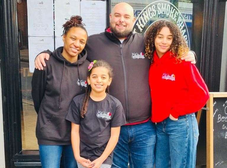 A family affair: Tony and Makalla with daughters Savannah, nine, and Sophia, 13