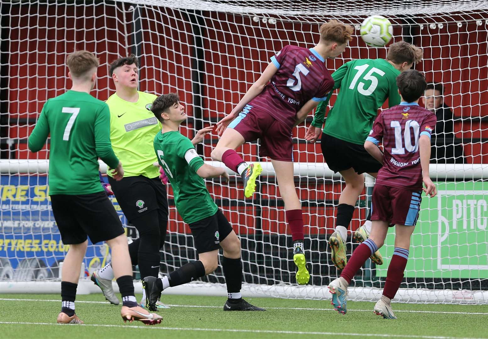 Wigmore Youth under-15s (claret) put Vinters Rangers under-15s under pressure in Sunday's final. Picture: PSP Images