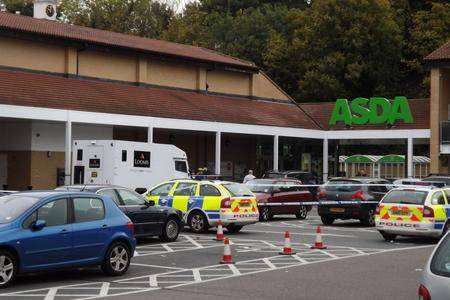 Police at Asda in Gravesend after the cash box raid