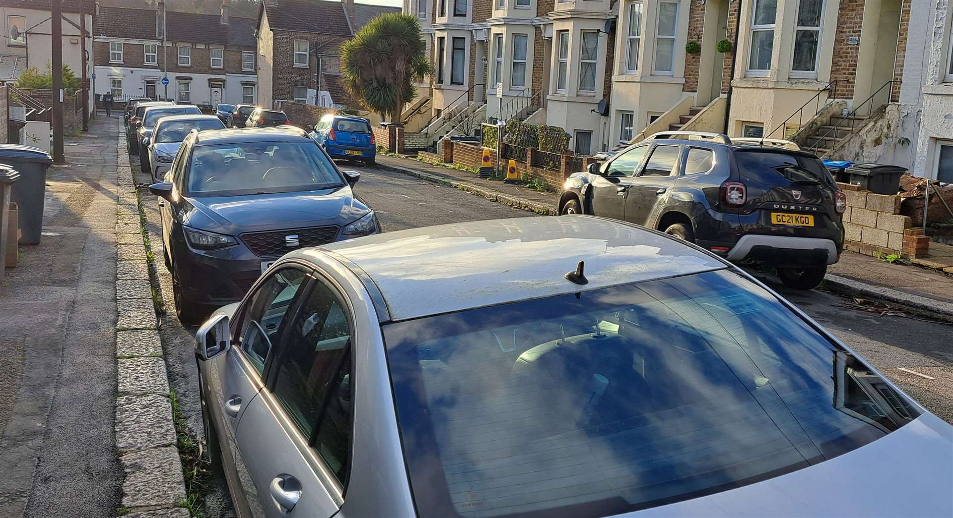 One of the streets with resident parking charges, Albert Road, Dover