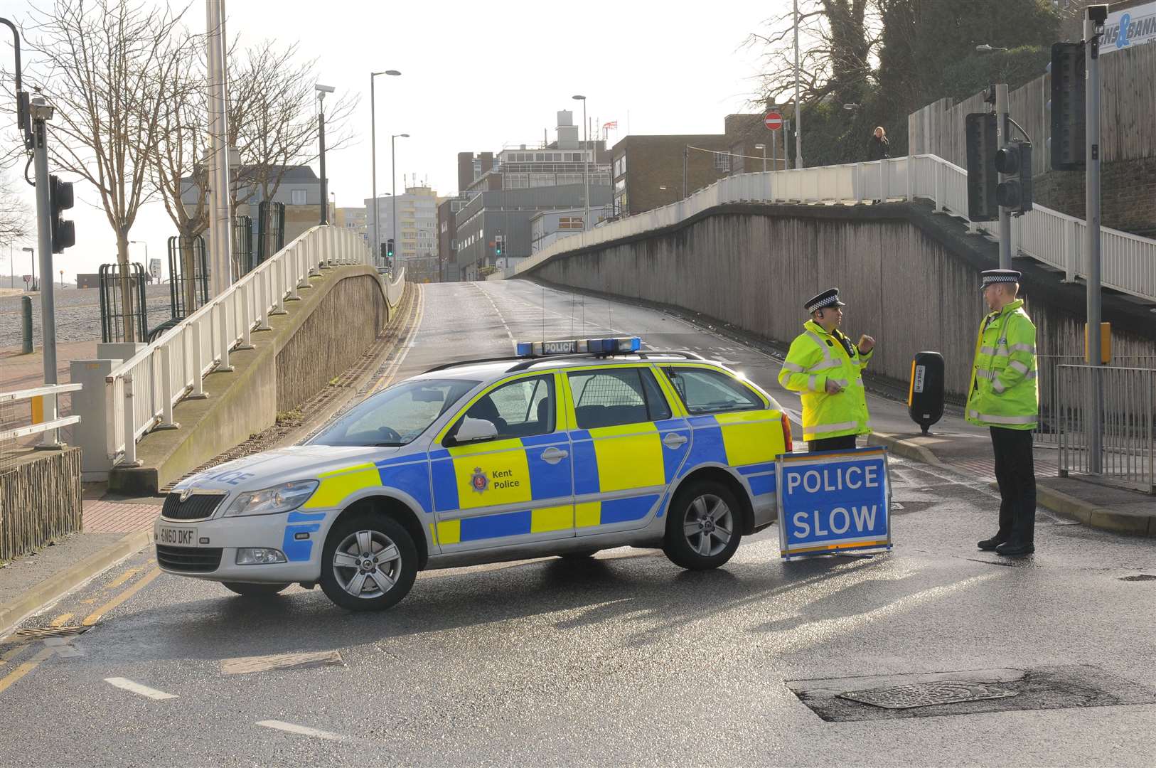 Police in Chatham town centre. Stock image