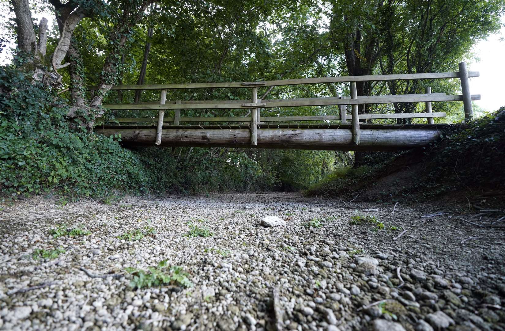 A view of a dried-up river bed of the River Thames near to Somerford Keynes in Gloucestershire (Andrew Matthews/PA)