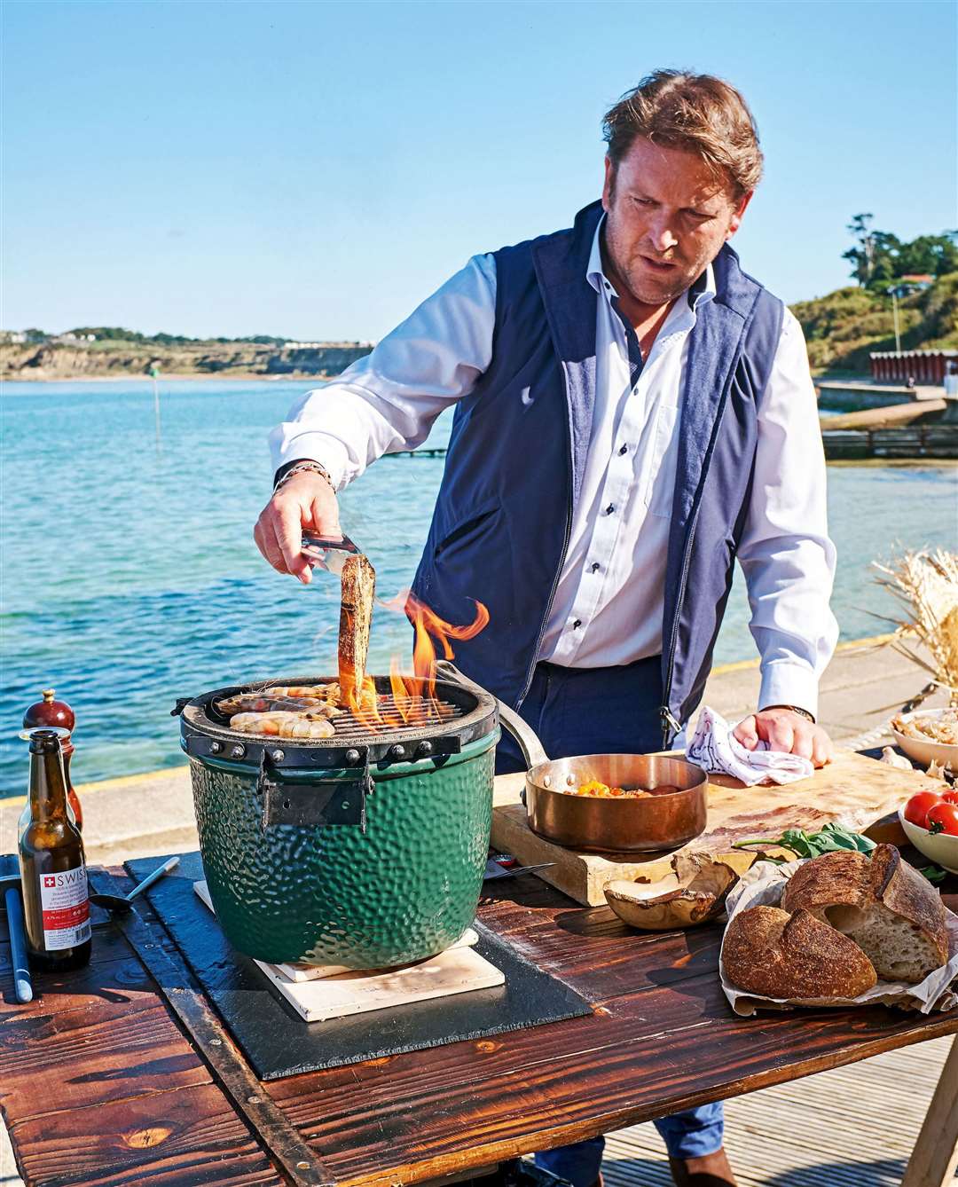 James Martin cooking al fresco on the Isle of Wight Picture: Peter Cassidy
