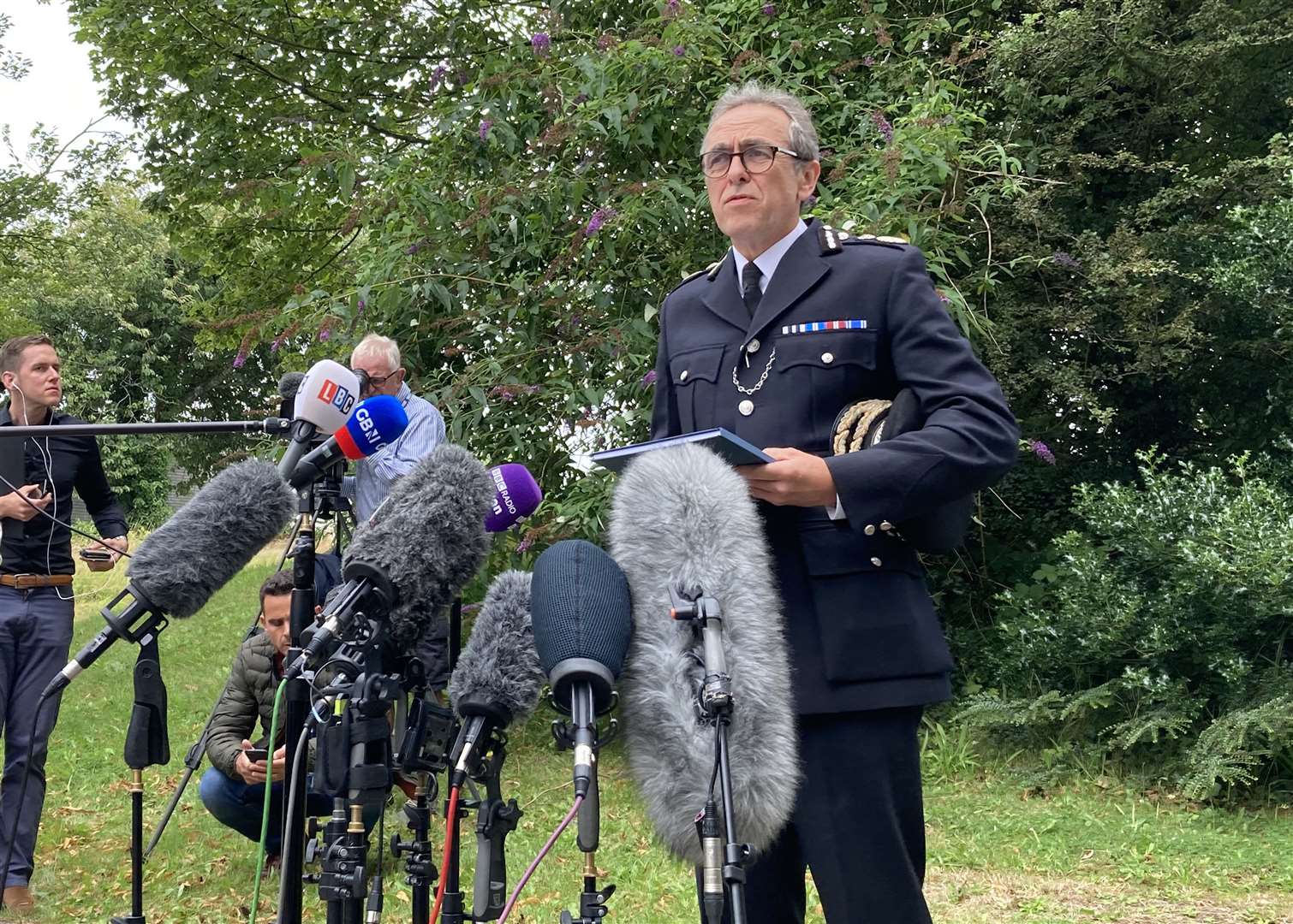 Chief Constable Shaun Sawyer during a press conference (PA)