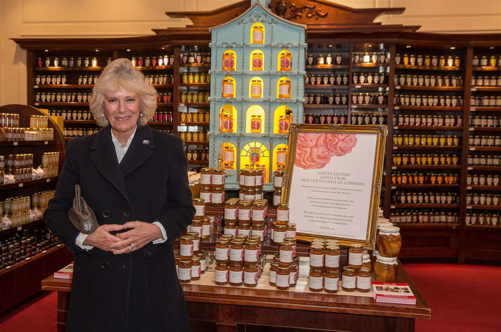 The Duchess of Cornwall at Fortnum & Mason launching her honey in 2015 (Jeff Moore/Fortnum & Mason/PA)