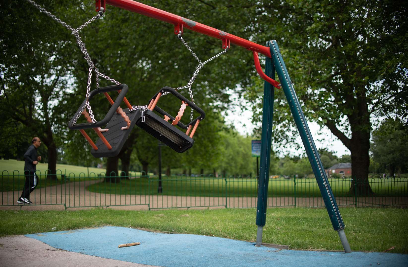 A closed play area in Leicester, where localised coronavirus lockdown restrictions have been in place since June 29 (Joe Giddens/PA)