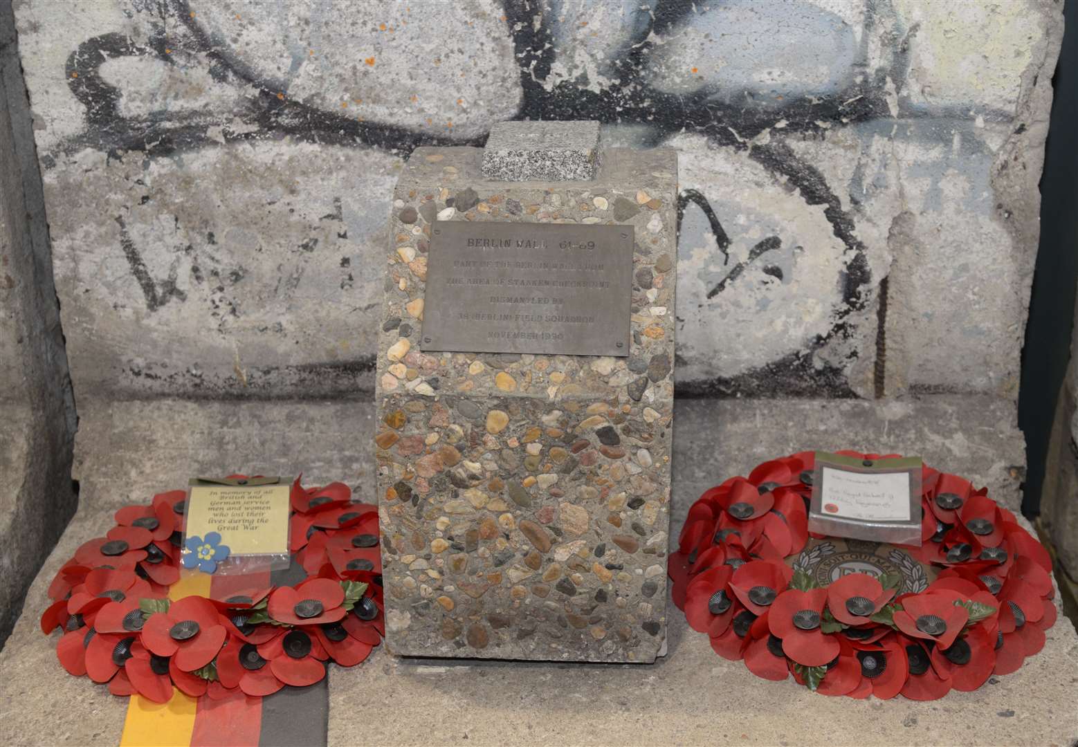 One of the marker stones for the line of the Berlin Wall at the museum. Picture: Chris Davey