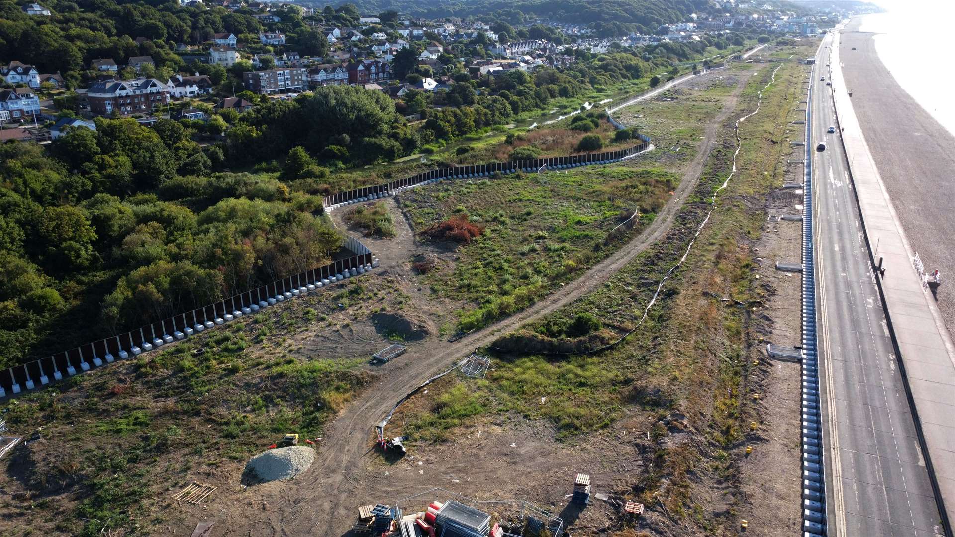 The fenced off area of the Princes Parade scheme on the coast between Hythe and Sandgate. Picture: Barry Goodwin