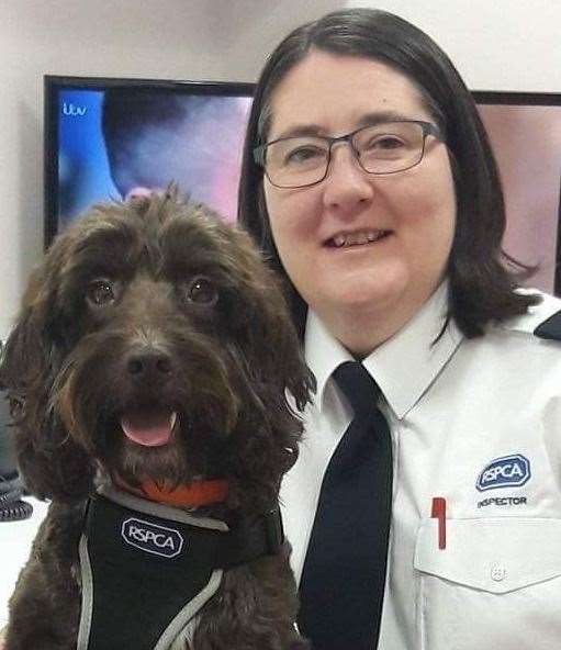 RSPCA Inspector Rosie Russon with dog Dennis. Picture: RSPCA
