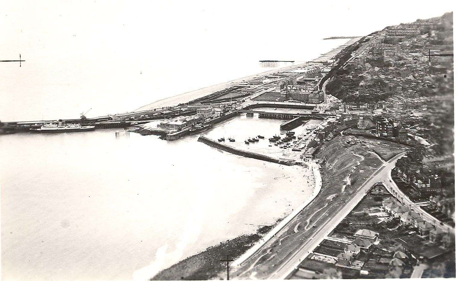 Looking down on Folkestone's harbour back in the 50s