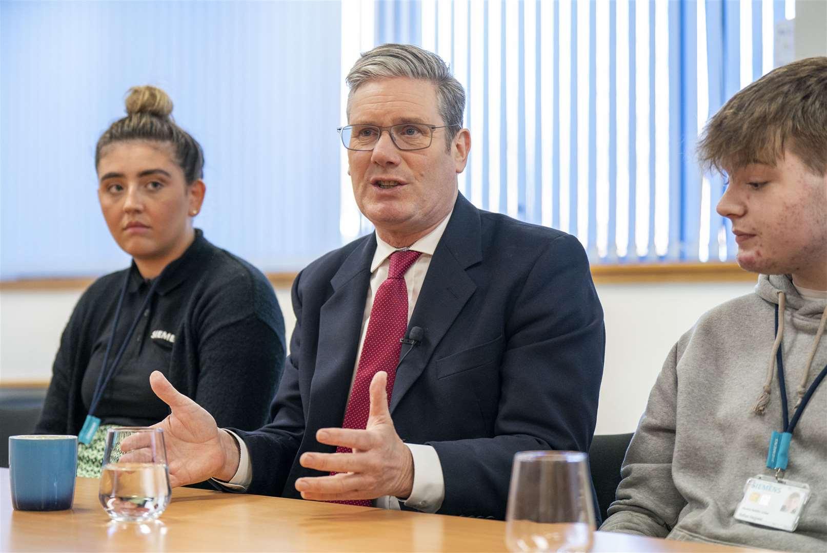 Sir Keir met apprentices during his visit (Jane Barlow/PA)