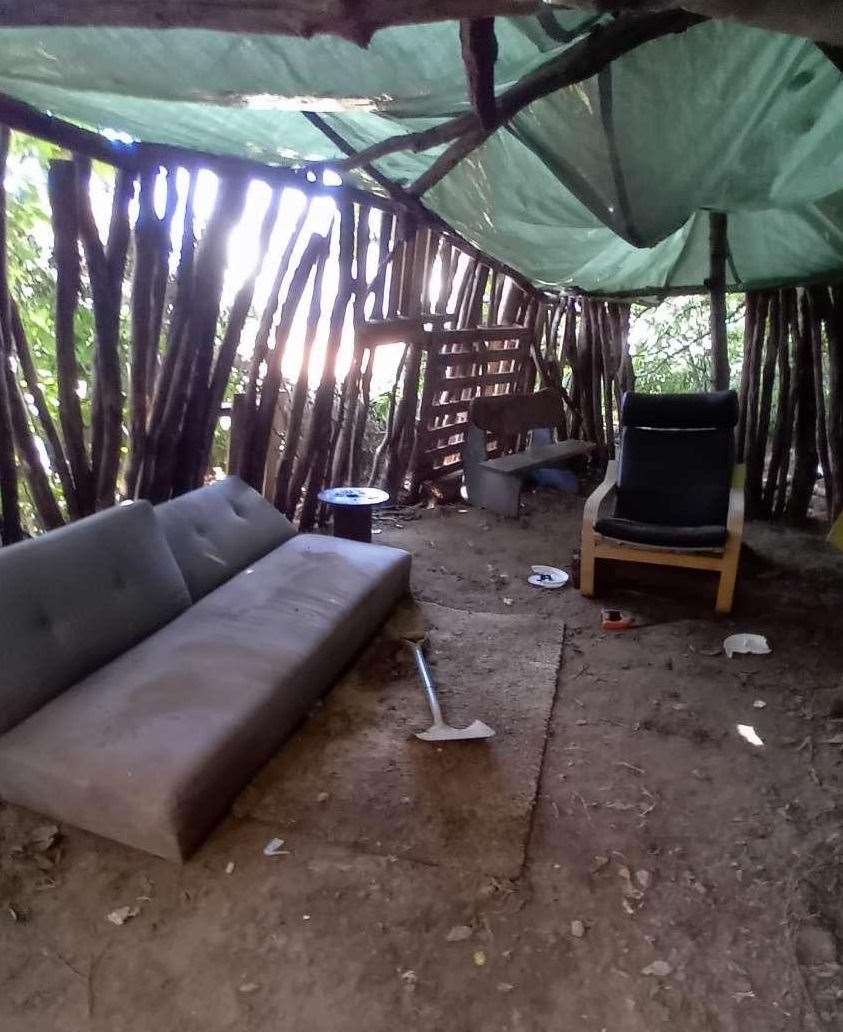 Inside the treehouse had a sofa area and was protected from the rain