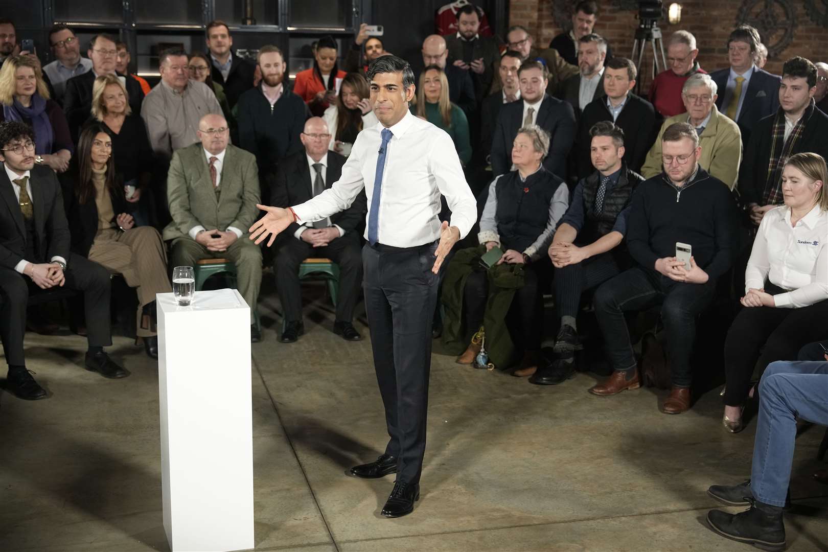 Prime Minister Rishi Sunak hosts a PM Connect event in Accrington (Christopher Furlong/PA)