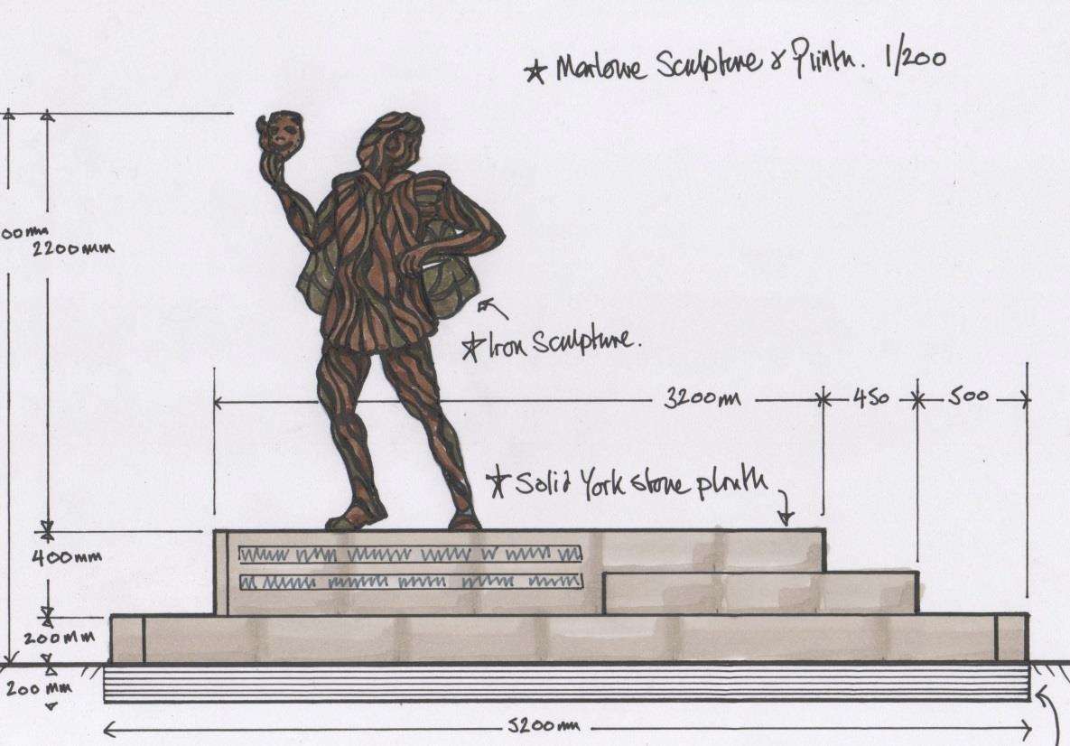 The rusting statue will be elevated on a plinth