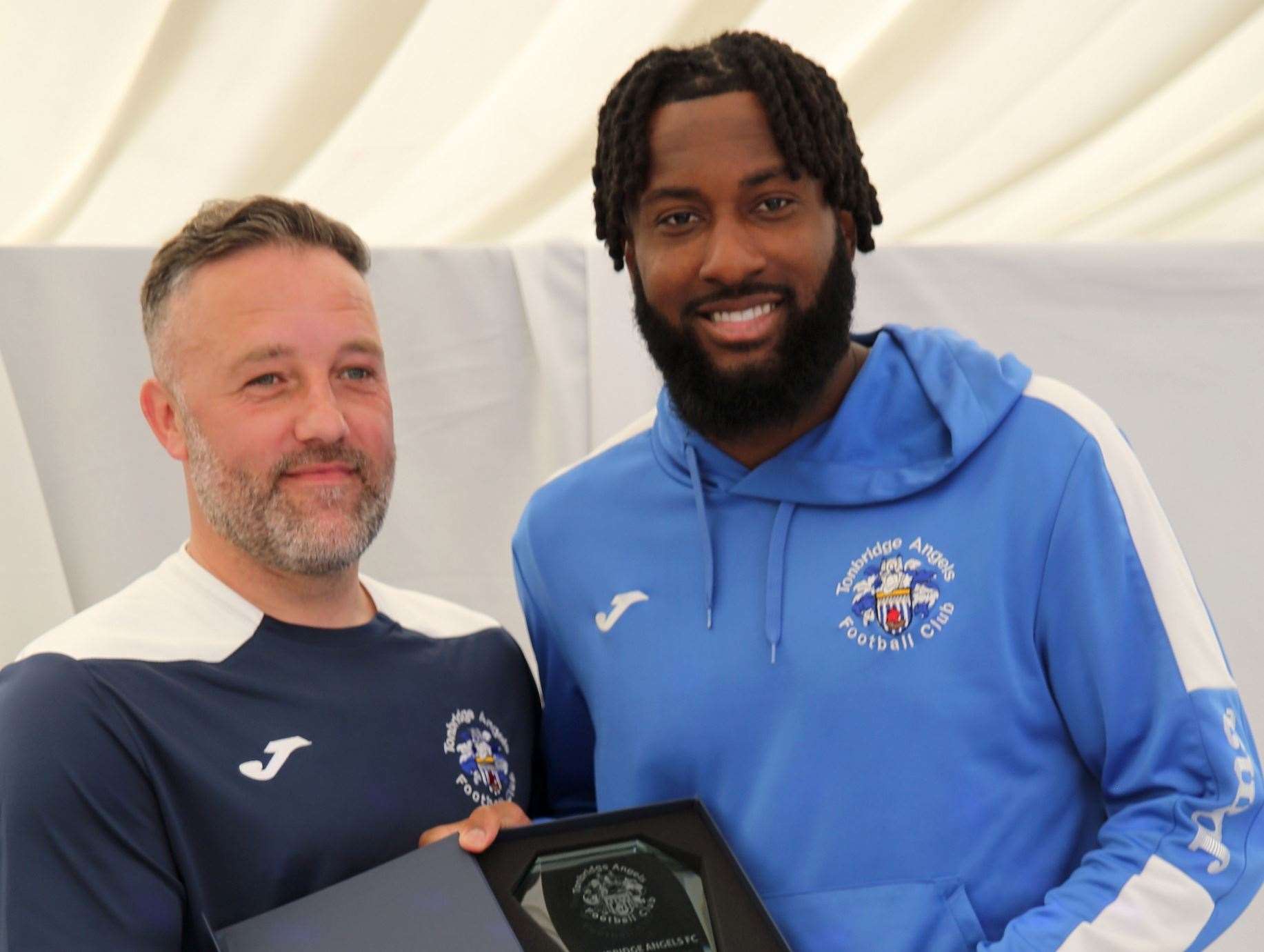 Boss Jay Saunders with top scorer Jordan Greenidge. Picture: David Couldridge