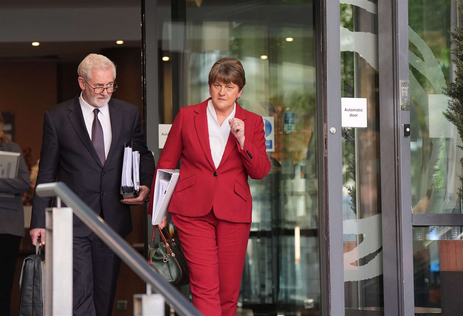 Baroness Foster leaving the Clayton Hotel in Belfast after giving evidence to the UK Covid-19 inquiry hearing (Niall Carson)