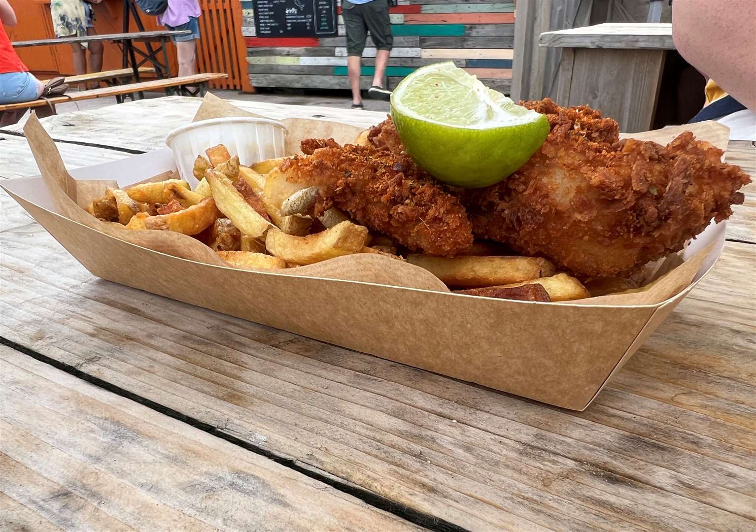 Fish and chips with a creole twist...and very tasty it was too (apparently)