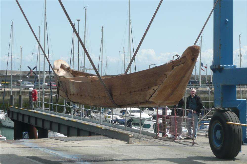 The half-size replica of the Dover Bronze Age Boat.