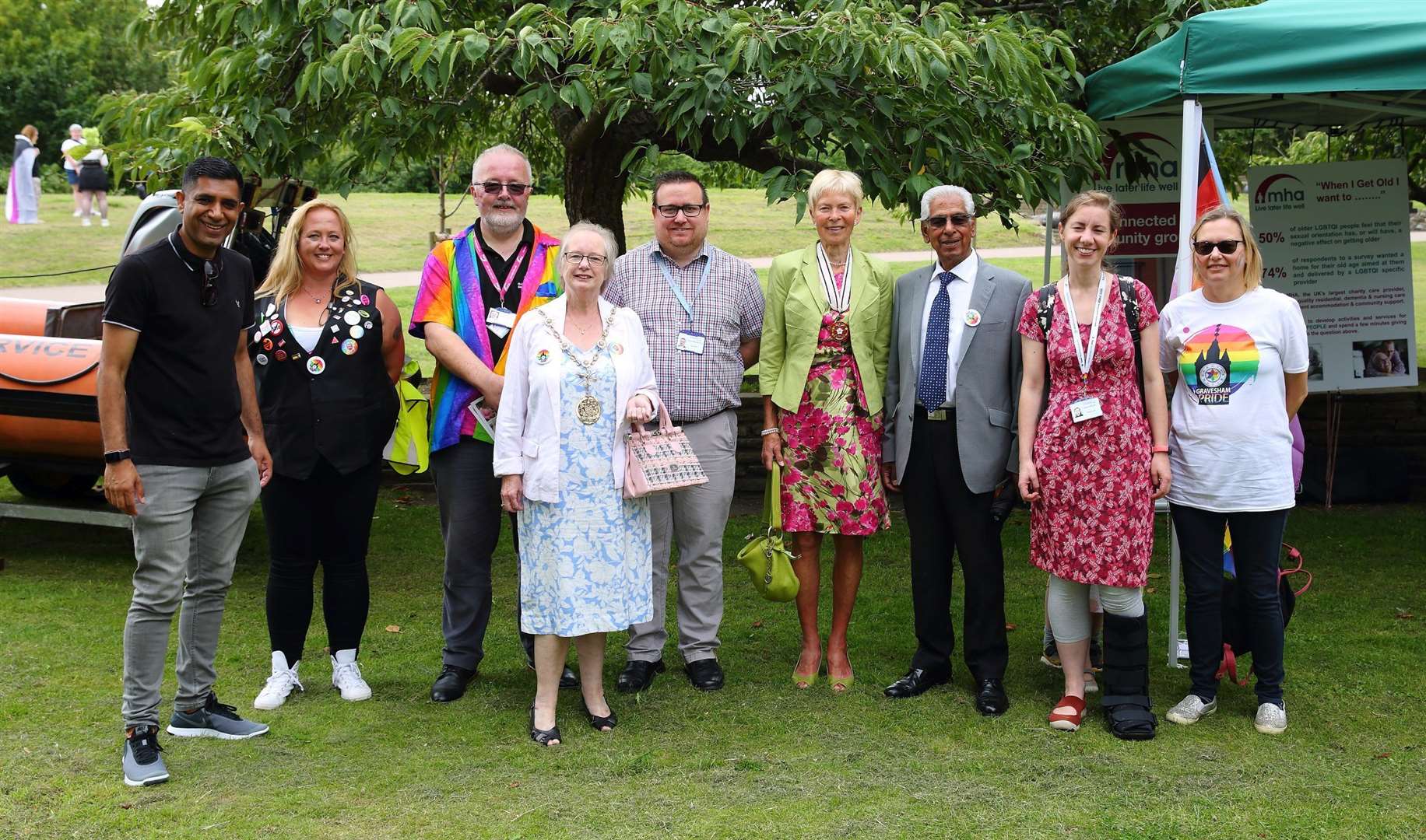 Left to right: L to R - Gurvinder Sandher, Helanna Irvine, Cllr Steve Thompson, Mayor Cllr Lyn Milner, Cllr Shane Mochrie Cox, Deputy Lord Lieutenant Rosemary Dymond, Cllr Gurdip Bungar, Cllr Lauren Sullivan and Cllr Sarah Gow