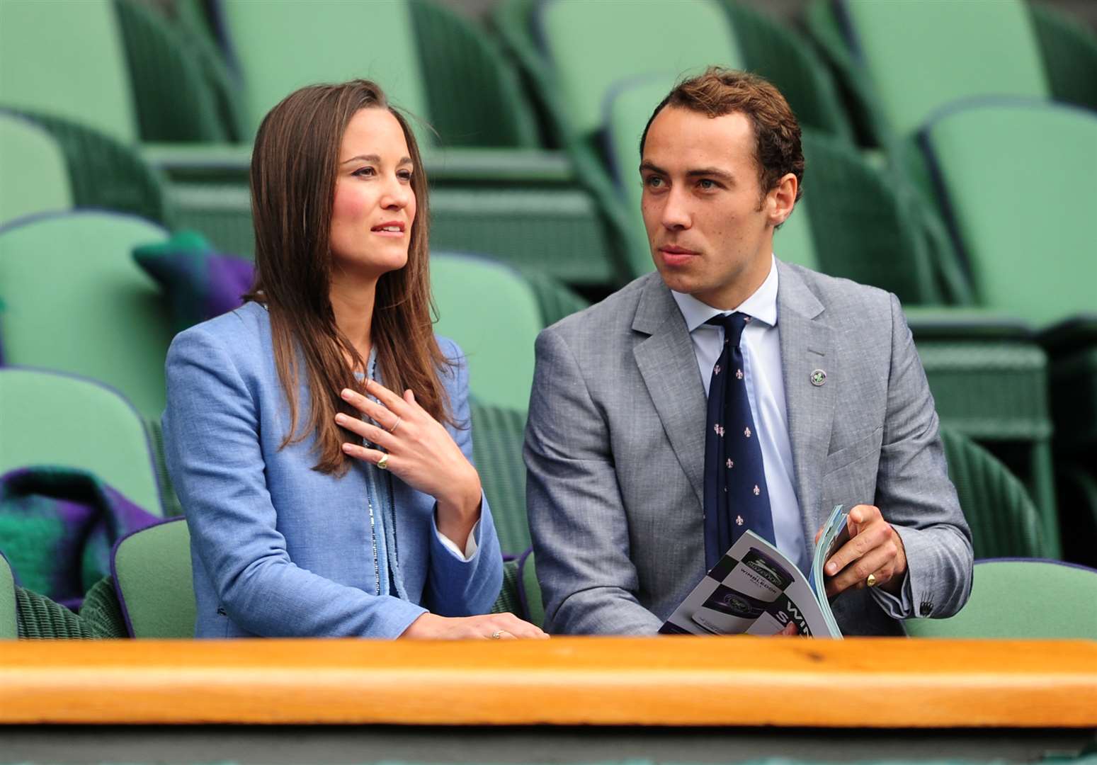 James, with sister Pippa at Wimbledon, was last seen clean shaven in 2013 (Adam Davy/PA)