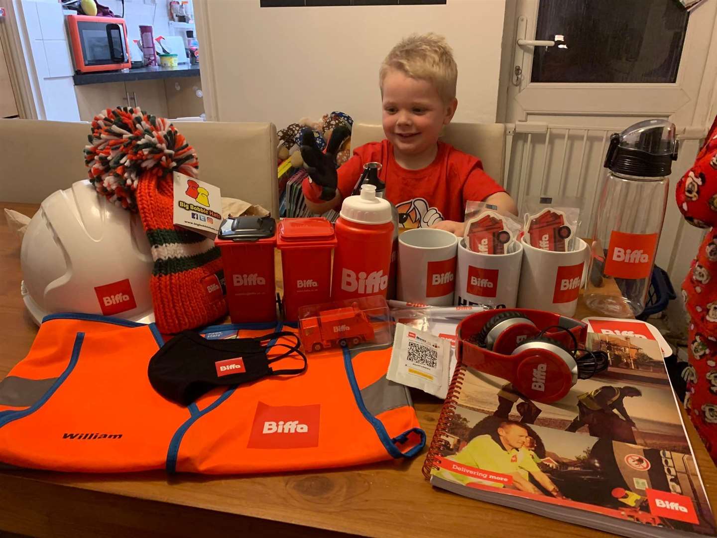 William with his Biffa birthday presents