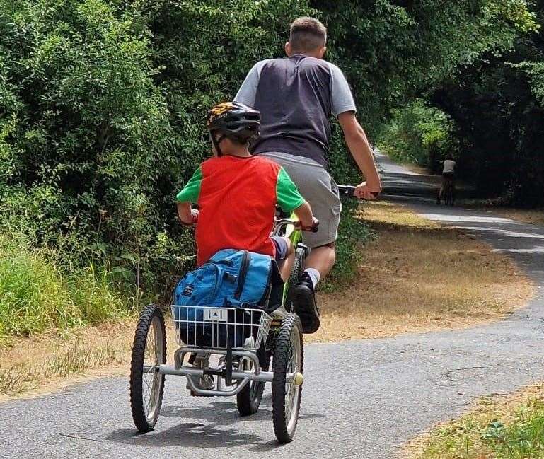 Zac Harvey's family were using the trailer until the bike it was fitted to was stolen. Picture: Children Today