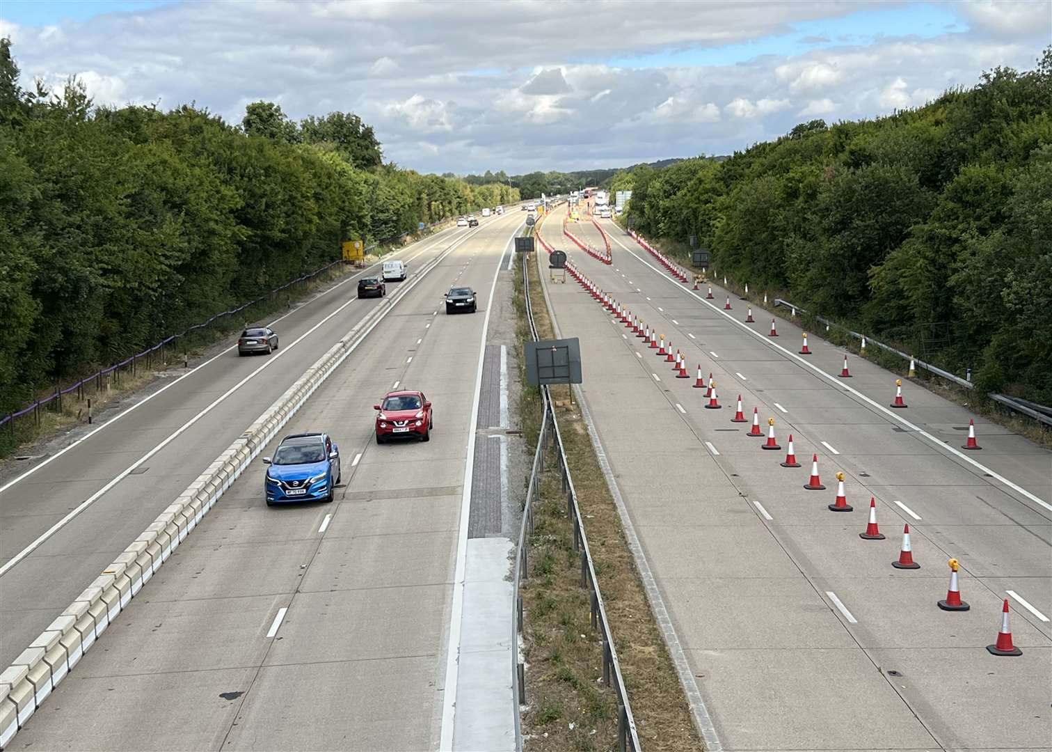 The contraflow is in place on the London-bound carriageway, with the coastbound side used exclusively by lorries. Picture: Barry Goodwin