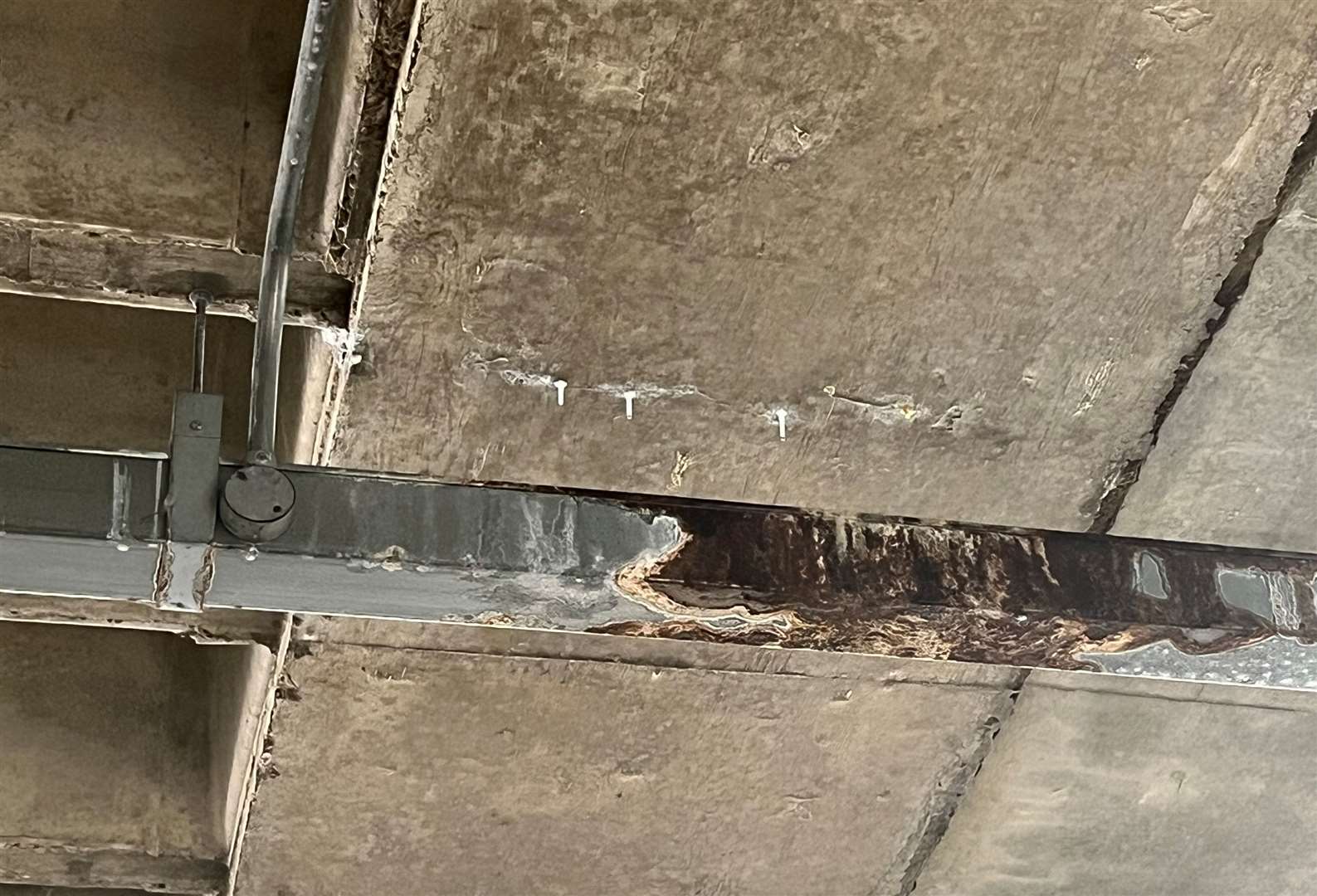 Stalactites on the ceiling of the car park this week, despite work to remove them