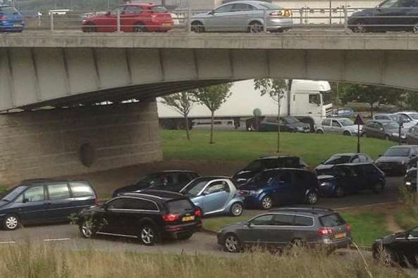 Drivers are struggling to get out of Bluewater car park. Picture: @JD07ADE