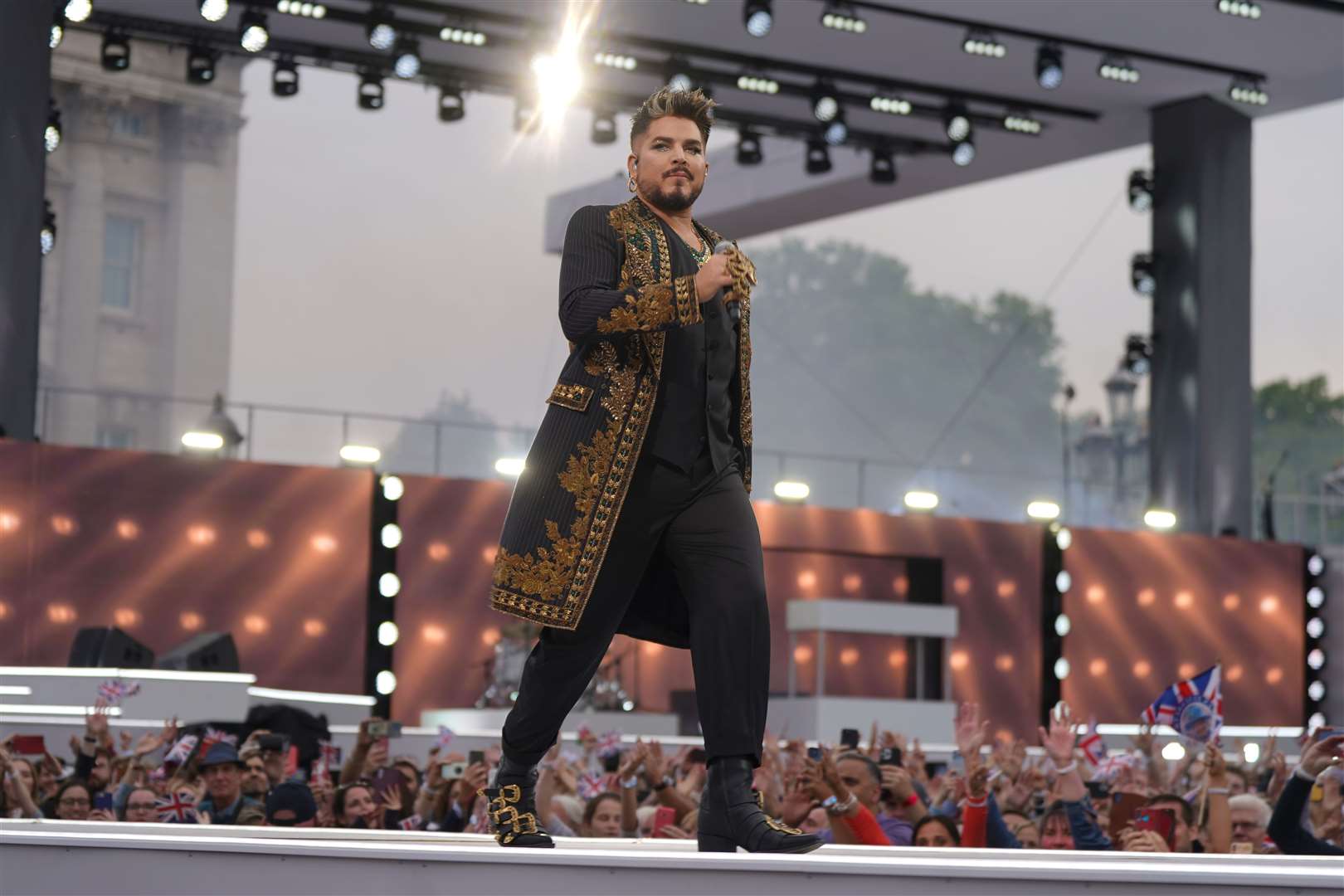 Adam Lambert performing during the Platinum Party (Victoria Jones/PA)