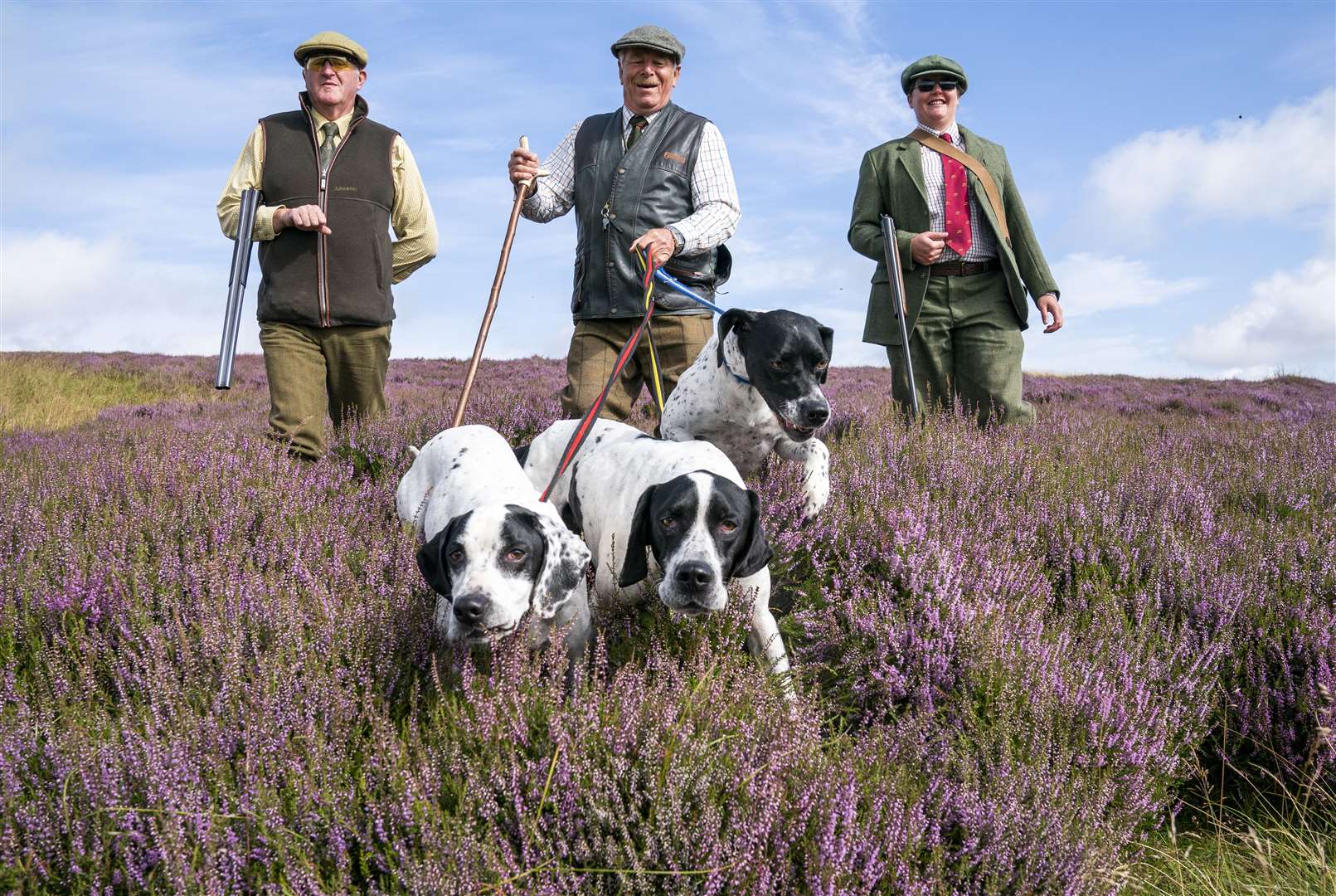 Shooting party (from left) Mark Ewart, Peter O’Driscoll and Pam Butler at Byrecleugh Farm, part of the Roxburghe Estates near Duns in the Scottish Borders (Jane Barlow/PA)