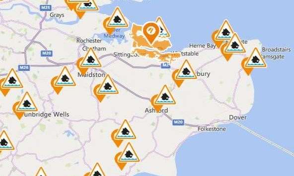 Many places in Kent have been warned of possible flooding. Picture: Gov.uk