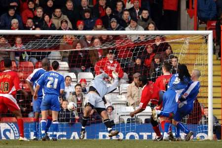 Mark McCammon heads Bristol City's sixth to complete a horrible afternoon for the Gills. Picture: MATTHEW READING