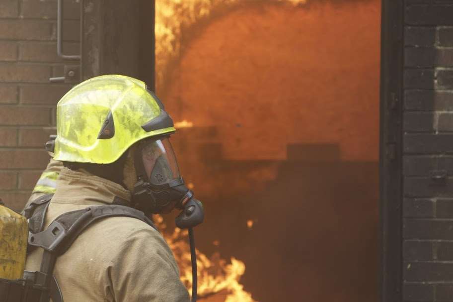 Firefighters wearing breathing apparatus tackled the blaze. Stock picture