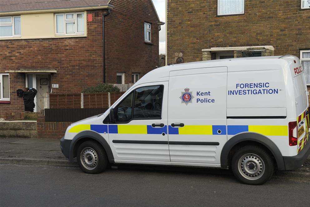 Police officers at the scene at St Hilda's Way, Gravesend