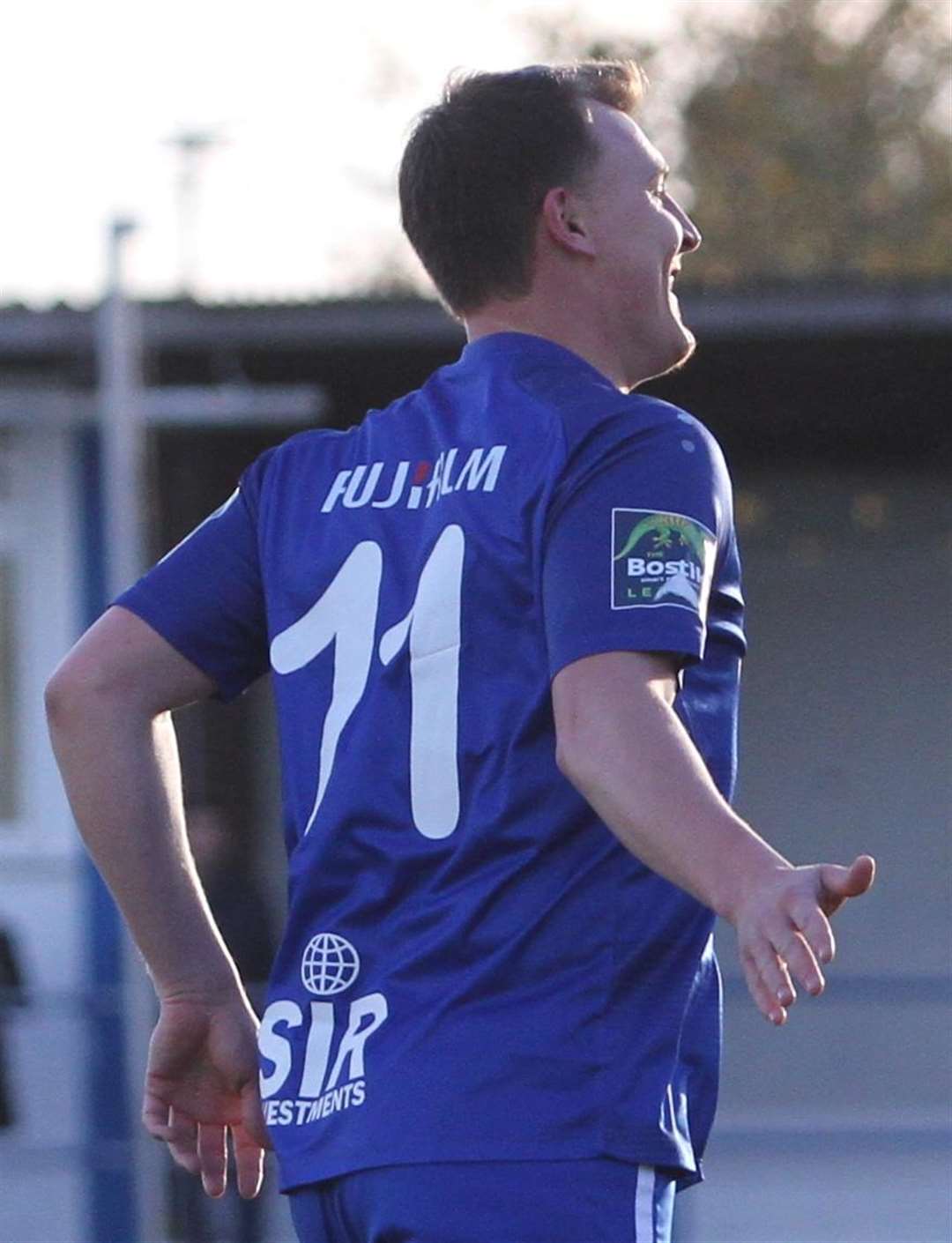 Alex Flisher celebrates scoring Margate's opening goal against Burgess Hill Picture: Don Walker